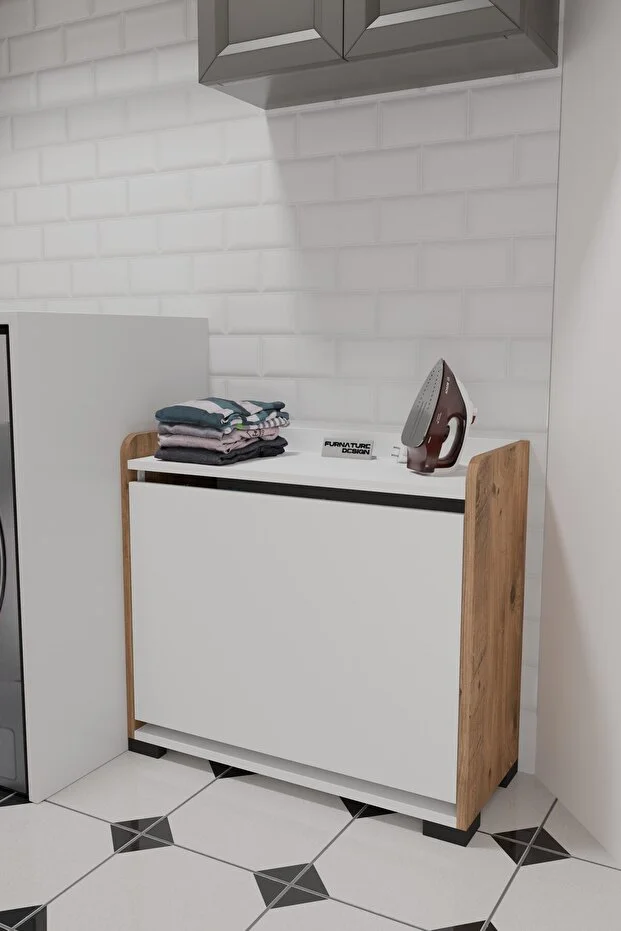 Duo 2 Bölmeli Çamaşırlık Çok Amaçlı İki Bölmeli Dolap Kirli Çamaşır Sepeti